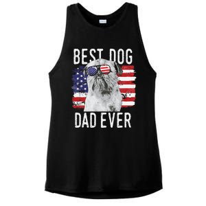 American Flag Best Dog Dad Ever Brussels Griffon Usa Ladies PosiCharge Tri-Blend Wicking Tank