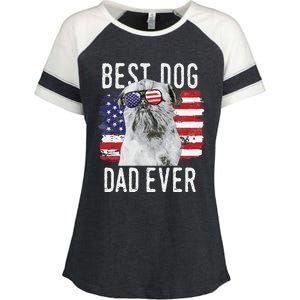 American Flag Best Dog Dad Ever Brussels Griffon Usa Enza Ladies Jersey Colorblock Tee