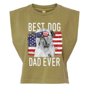 American Flag Best Dog Dad Ever Brussels Griffon Usa Garment-Dyed Women's Muscle Tee