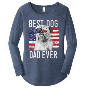 American Flag Best Dog Dad Ever Brussels Griffon Usa Women's Perfect Tri Tunic Long Sleeve Shirt