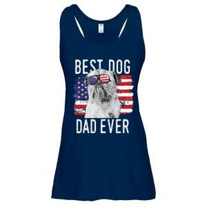 American Flag Best Dog Dad Ever Brussels Griffon Usa Ladies Essential Flowy Tank