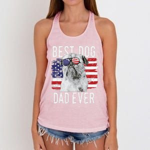 American Flag Best Dog Dad Ever Brussels Griffon Usa Women's Knotted Racerback Tank