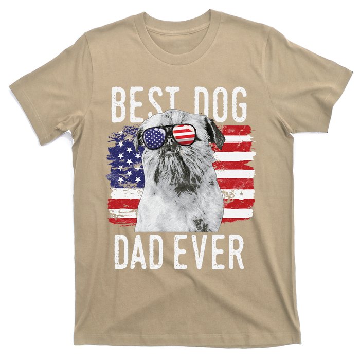 American Flag Best Dog Dad Ever Brussels Griffon Usa T-Shirt