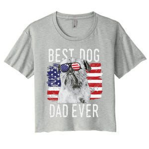 American Flag Best Dog Dad Ever Brussels Griffon Usa Women's Crop Top Tee