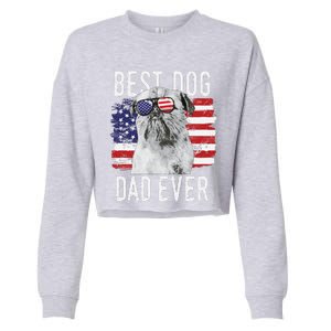 American Flag Best Dog Dad Ever Brussels Griffon Usa Cropped Pullover Crew