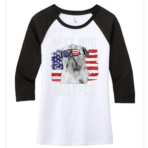 American Flag Best Dog Dad Ever Brussels Griffon Usa Women's Tri-Blend 3/4-Sleeve Raglan Shirt