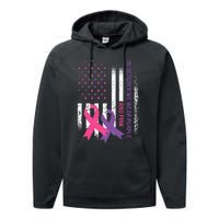 American Flag Breast Cancer and Domestic Violence Awareness Performance Fleece Hoodie