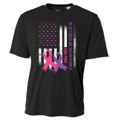 American Flag Breast Cancer and Domestic Violence Awareness Cooling Performance Crew T-Shirt