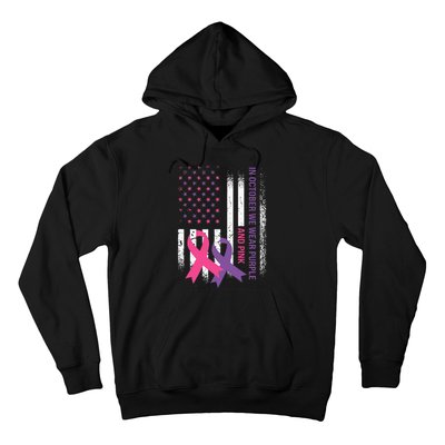 American Flag Breast Cancer and Domestic Violence Awareness Hoodie