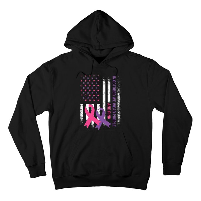 American Flag Breast Cancer and Domestic Violence Awareness Hoodie