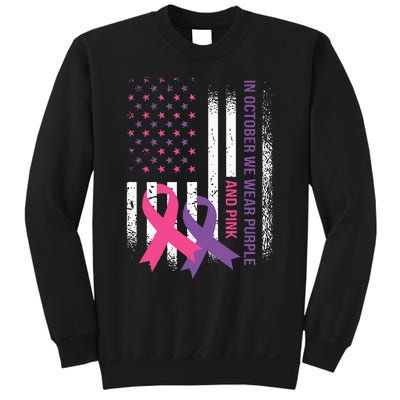 American Flag Breast Cancer and Domestic Violence Awareness Sweatshirt