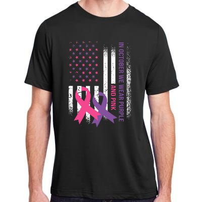 American Flag Breast Cancer and Domestic Violence Awareness Adult ChromaSoft Performance T-Shirt