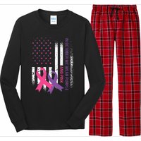 American Flag Breast Cancer and Domestic Violence Awareness Long Sleeve Pajama Set