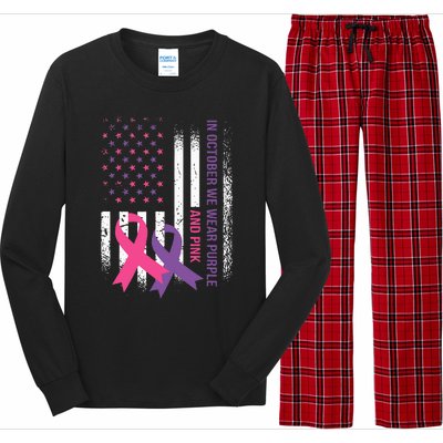 American Flag Breast Cancer and Domestic Violence Awareness Long Sleeve Pajama Set