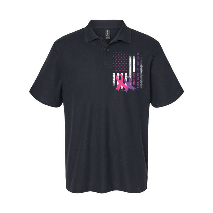 American Flag Breast Cancer and Domestic Violence Awareness Softstyle Adult Sport Polo