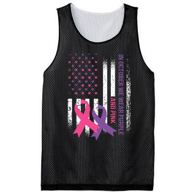 American Flag Breast Cancer and Domestic Violence Awareness Mesh Reversible Basketball Jersey Tank