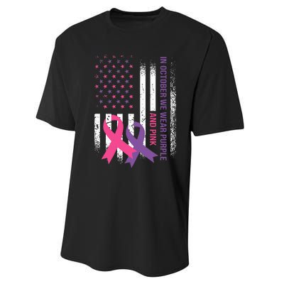 American Flag Breast Cancer and Domestic Violence Awareness Performance Sprint T-Shirt