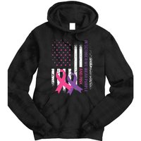 American Flag Breast Cancer and Domestic Violence Awareness Tie Dye Hoodie