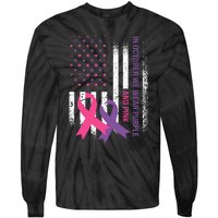 American Flag Breast Cancer and Domestic Violence Awareness Tie-Dye Long Sleeve Shirt