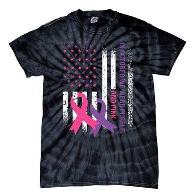 American Flag Breast Cancer and Domestic Violence Awareness Tie-Dye T-Shirt