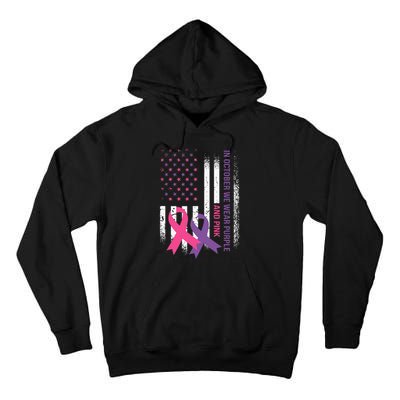 American Flag Breast Cancer and Domestic Violence Awareness Tall Hoodie