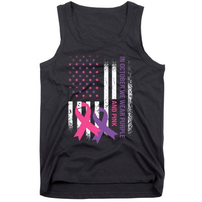 American Flag Breast Cancer and Domestic Violence Awareness Tank Top