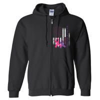 American Flag Breast Cancer and Domestic Violence Awareness Full Zip Hoodie