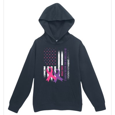 American Flag Breast Cancer and Domestic Violence Awareness Urban Pullover Hoodie