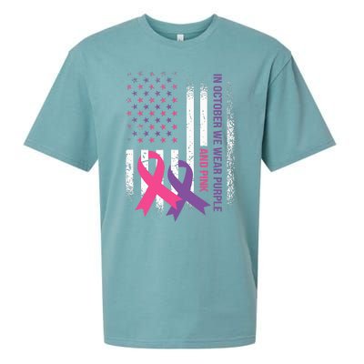 American Flag Breast Cancer and Domestic Violence Awareness Sueded Cloud Jersey T-Shirt