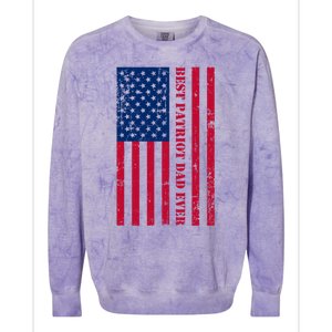 American Flag Best Patriot Dad Ever Patriotic Fathers Day Gift Colorblast Crewneck Sweatshirt