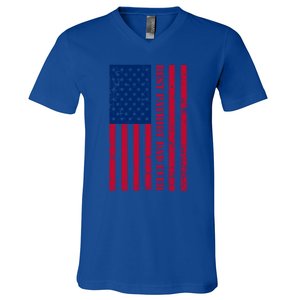 American Flag Best Patriot Dad Ever Patriotic Fathers Day Gift V-Neck T-Shirt