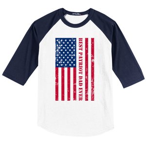 American Flag Best Patriot Dad Ever Patriotic Fathers Day Gift Baseball Sleeve Shirt