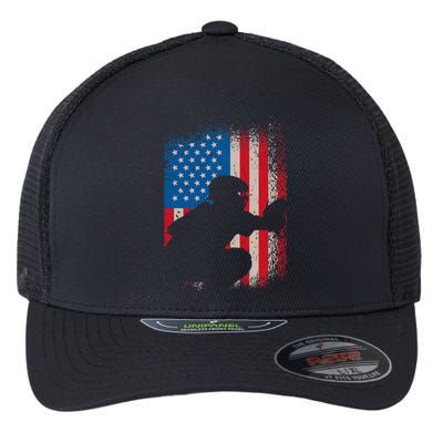 American Flag Baseball Catcher Design USA Flag Baseball Flexfit Unipanel Trucker Cap