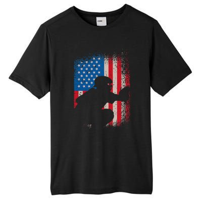 American Flag Baseball Catcher Design USA Flag Baseball Tall Fusion ChromaSoft Performance T-Shirt