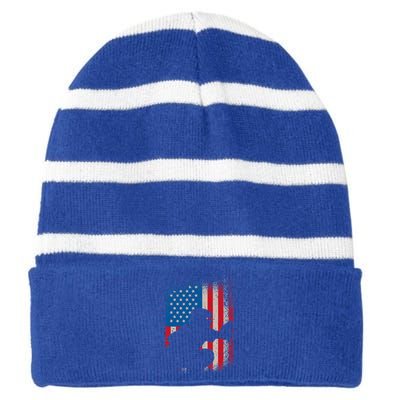 American Flag Baseball Catcher Design USA Flag Baseball Striped Beanie with Solid Band