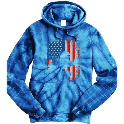 American Flag Baseball Catcher Design USA Flag Baseball Tie Dye Hoodie