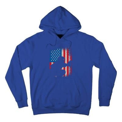 American Flag Baseball Catcher Design USA Flag Baseball Tall Hoodie