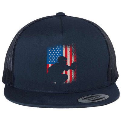 American Flag Baseball Catcher Design USA Flag Baseball Flat Bill Trucker Hat