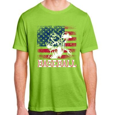 American Flag Baseball Player Batter Funny Game Day Gift Adult ChromaSoft Performance T-Shirt