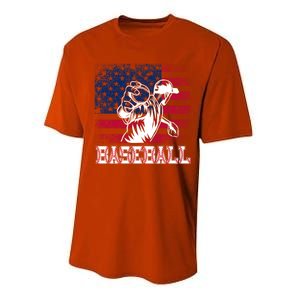 American Flag Baseball Player Batter Funny Game Day Gift Performance Sprint T-Shirt