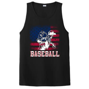 American Flag Baseball Player Batter Funny Game Day Gift PosiCharge Competitor Tank