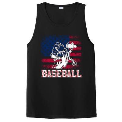 American Flag Baseball Player Batter Funny Game Day Gift PosiCharge Competitor Tank