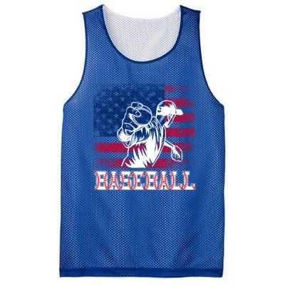 American Flag Baseball Player Batter Funny Game Day Gift Mesh Reversible Basketball Jersey Tank