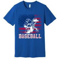 American Flag Baseball Player Batter Funny Game Day Gift Premium T-Shirt