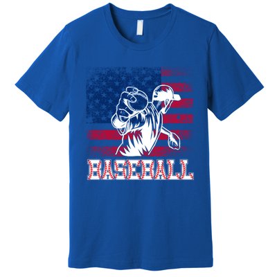 American Flag Baseball Player Batter Funny Game Day Gift Premium T-Shirt