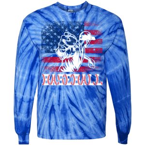 American Flag Baseball Player Batter Funny Game Day Gift Tie-Dye Long Sleeve Shirt