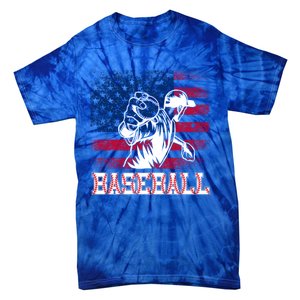 American Flag Baseball Player Batter Funny Game Day Gift Tie-Dye T-Shirt