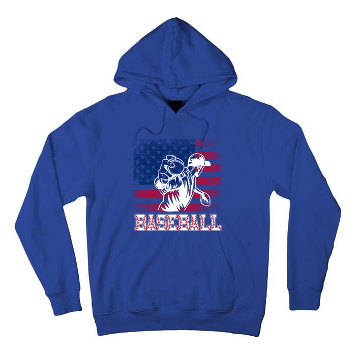 American Flag Baseball Player Batter Funny Game Day Gift Tall Hoodie