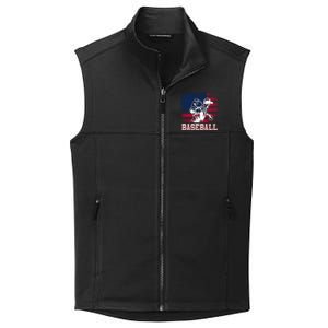 American Flag Baseball Player Batter Funny Game Day Gift Collective Smooth Fleece Vest