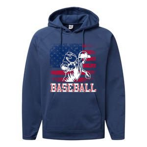 American Flag Baseball Player Batter Funny Game Day Gift Performance Fleece Hoodie